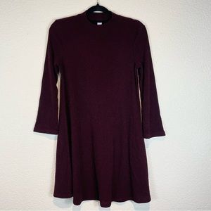 Old Navy Maroon Long Sleeve Swing Dress women’s size Small Chico Stretchy